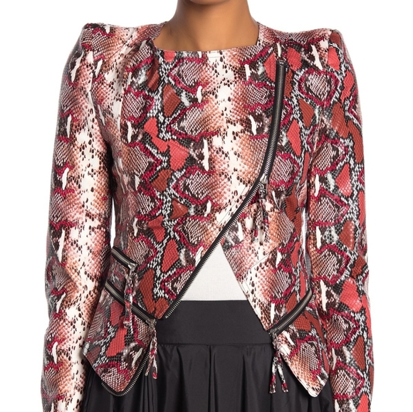 NWT: TOV Power Shoulder Faux Snake Leather Jac… - Picture 3 of 5